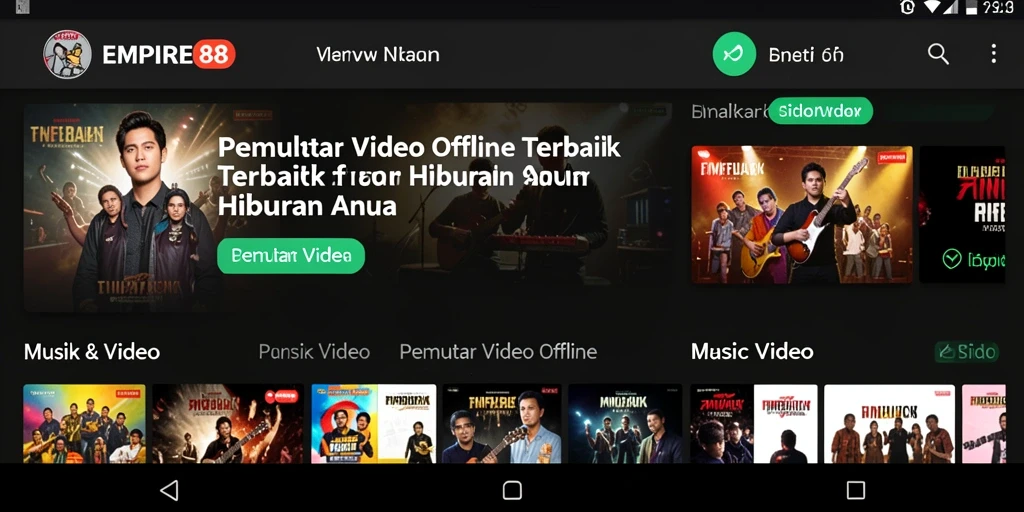 Tampilan antarmuka EMPIRE88 yang intuitif dan sederhana saat memutar video offline.