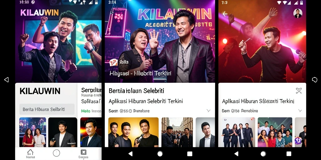 Tampilan antarmuka KILAUWIN dengan berita hiburan selebriti terkini.