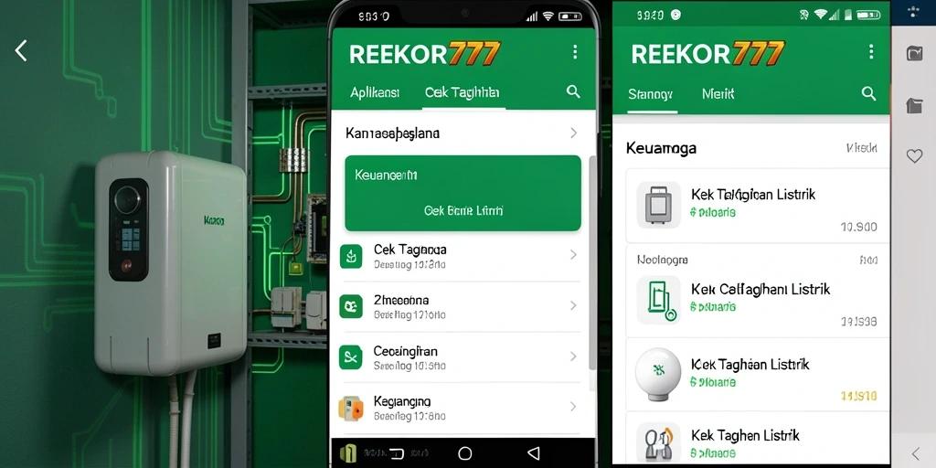 Tampilan antarmuka pengguna <strong>REKOR777</strong> dalam memeriksa tagihan listrik.