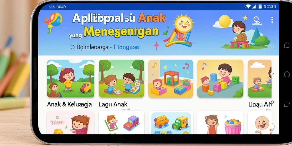 Tampilan antarmuka menarik dengan fitur Lagu Anak yang interaktif.
