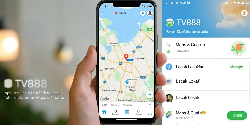 Antarmuka pengguna TV888 dengan fitur lacak lokasi yang canggih.